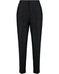 Alberta Ferretti - Wool And Silk Tapered Pants Virgin Trousers - Lyst