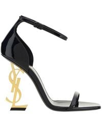 Saint Laurent - Black Calf Leather Bos Taurus Stiletto Heel Sandals - Lyst