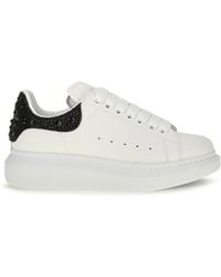 McQueen - Oversized Sneakers With Suede Heel And Crystal Details - Lyst