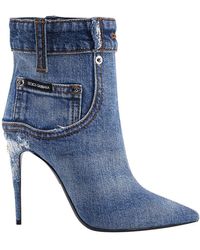 Dolce & Gabbana Denim Patchwork Ankle Boots - Blue