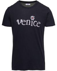 ERL - Black Crewneck T-shirt With Venice Print In Cotton - Lyst