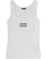 Versace - Tank Top With Logo Cotton Elastane - Lyst