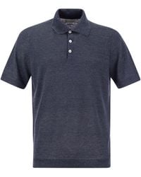 Brunello Cucinelli - Linen And Cotton Knit Polo Shirt - Lyst