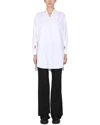 Raf Simons - V-Neck Cotton Top With Bow-Detail Collar - Lyst