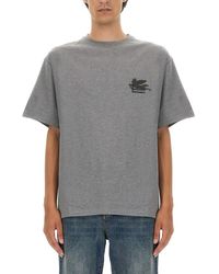 Etro - T-Shirt With Pegasus Embroidery - Lyst