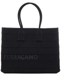 Ferragamo - Tote Bag With Overlapping Panels And Printed Logo - Lyst