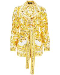 Dolce & Gabbana - Silk Blouse With Maiolica Print And - Lyst