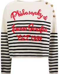 Philosophy Di Lorenzo Serafini - Striped Sweater With Button Insert - Lyst
