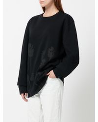 Christian Pellizzari Black Sweatshirt With Black Print Palms - Grey