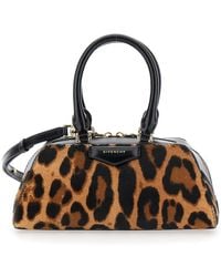 Givenchy - 'Antigona East West' Mini Handbag With Animalier Print And Logo Lettering On The Front - Lyst