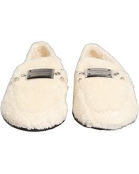 Dolce & Gabbana - Fur Shearling Dress Loafers Shoes Cotton - Lyst