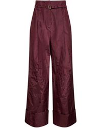 Fendi - Burgundy Silk Taffeta High-Rise Trousers - Lyst