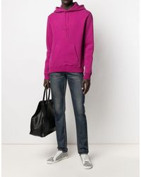 Saint Laurent - Rive Gauche Logo Hoodie Clothing Knitwear - Lyst