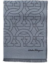 Ferragamo - Wool Scarf With Gancini Logo - Lyst