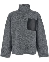 JW Anderson - Sweater With High Neck And One Front Patch Leather Pocket - Lyst