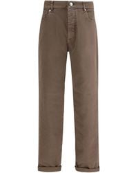 Brunello Cucinelli - Jeans With Turn-Up Hem Cotton; Elastane - Lyst
