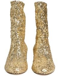 Dolce & Gabbana - Sequined Short Boots Stretch Shoes Elastane Nylon Polyester - Lyst