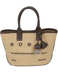 Hogan - Address Shopping Mini Tess. Rafia Tex Calfskin Borsa - Lyst