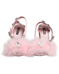 Dolce & Gabbana - Pink Sequined Ankle Strap Sandals Shoes - Lyst