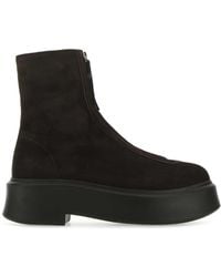 The Row - Dark Suede Ankle Boots - Lyst