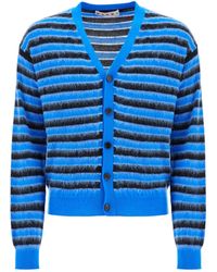 Marni - Striped Wool And Mohair Cardigan - Lyst