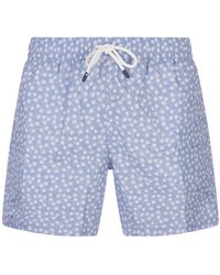 Fedeli - Cornflower Swim Shorts With Micro Daisy Pattern - Lyst