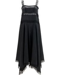 Ganni - Silk Maxi Dress With Lace Details Silk; Viscose; Elastane - Lyst