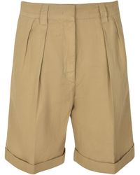 Aspesi - Pleat Effect Plain Trouser Shorts - Lyst