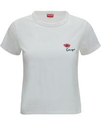 KENZO - Tulip Embroidered Cotton T-Shirt - Lyst