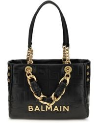 Balmain - Small Cabas 1945 Tote Bag Calf Leather Bos Taurus Shoulder - Lyst
