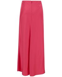 Pinko - Long Pink Skirt With Draped Detail In Satin Woman - Lyst