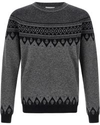 McQueen - Skull Jacquard Wool Sweater — Charcoal - Lyst