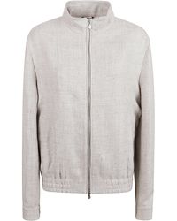 Brunello Cucinelli - High Neck Zip-Up Bomber Jacket - Lyst