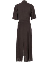 Tela - Long Dress With Classic Collar And Waist Belt - Lyst
