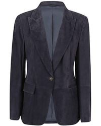 Brunello Cucinelli - Night Sky Suede Single Button Jacket Clothing - Lyst