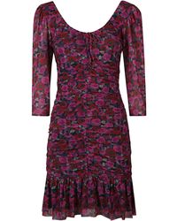 Ganni - All-Over Rose Print Mini Dress - Lyst
