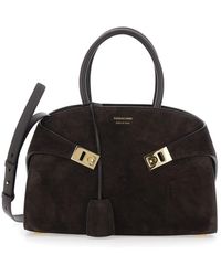 Ferragamo - Hug Small Handbag With Logo And Gancini Buckle - Lyst