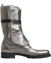 Dolce & Gabbana - Metallic Leather Buckle Combat Boots Shoes - Lyst