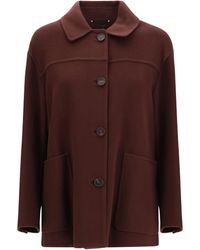 Max Mara - Giugno Short Virgin Wool Coat Fleece Ovis Aries Jacket - Lyst