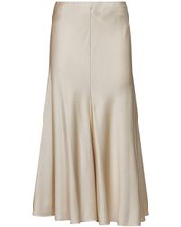 Brunello Cucinelli - Milky Satin Cady Pencil Fluid Midi Skirt - Lyst