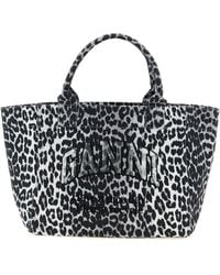 Ganni - 'Leopard Medium Tote' Shopping Bag - Lyst
