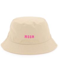 MSGM - Cotton Bucket Hat With Embroidery - Lyst