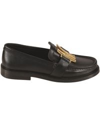 Moschino M Plaque Loafers - Black