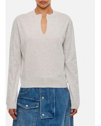 Plan C - Cotton Cashmere Blend Round Neck Sweater - Lyst