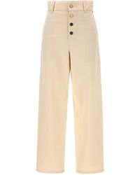 Moschino - Ankle-Length Cotton Gabardine Trousers With High Waist - Lyst