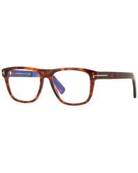 Tom Ford - Eyeglasses Square Full Rim, Shiny Frame And Clear Light Block Lens Ft5902-B001 - Lyst