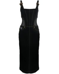 Versace - Contrast-stitching Denim Dress - Lyst