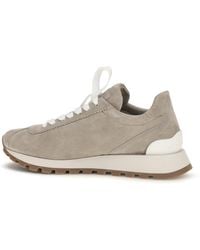 Brunello Cucinelli - Gray Calf Leather Bos Taurus Platform Sneakers - Lyst