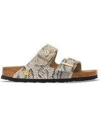 Birkenstock - Contoured Cork Footbed Slide Sandals With Adjustable Buckles - Lyst