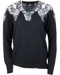 Ermanno Scervino - Crewneck Sweater With Lace - Lyst